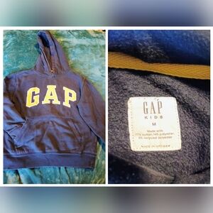 GAP Kids Navy Blue Hoodie with Yellow Logo